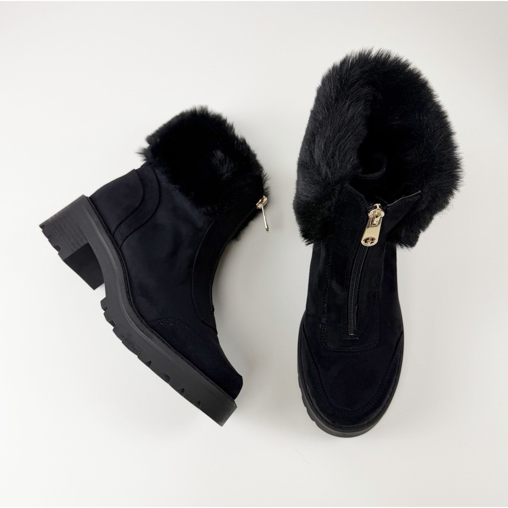 Giani Bernini Boots Womens 7.5M Black Calliee Memory Foam Zip Lug Booties NEW
